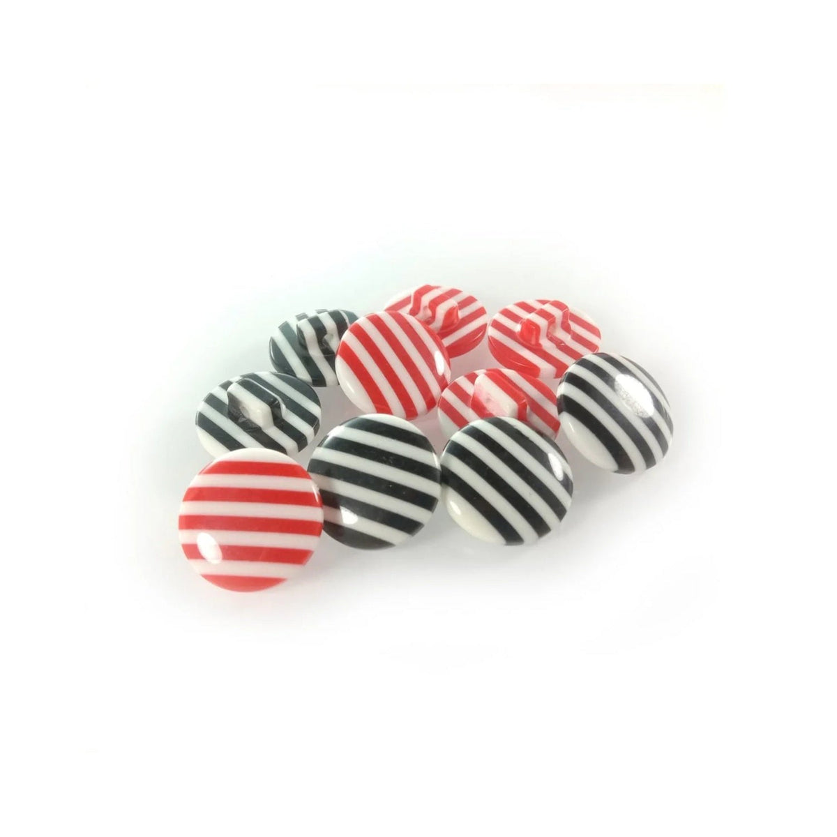 10 Pack Black & White Stripe Buttons with Loop Shank