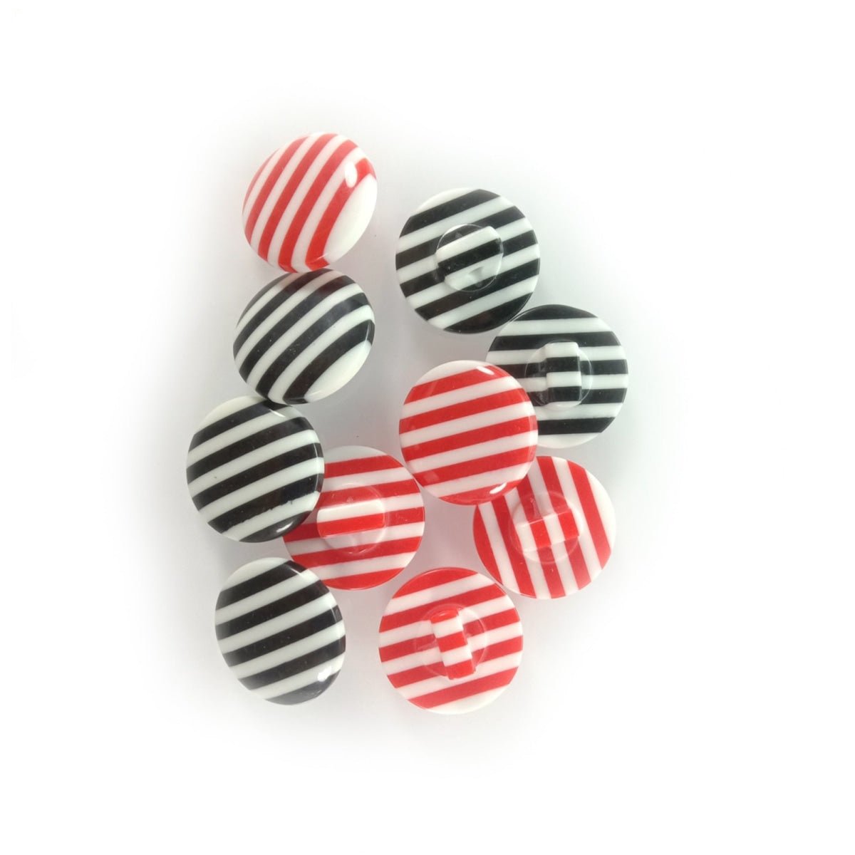 10 Pack Black & White Stripe Buttons with Loop Shank