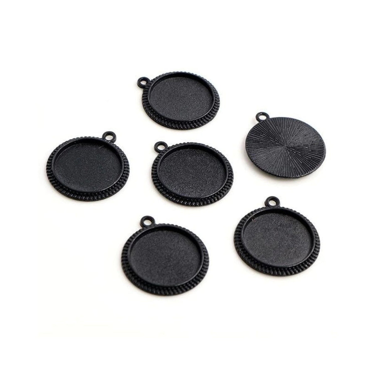 10pcs Cabochon Base 16mm Antique Bronze Silver Metal Cameo Setting – Black