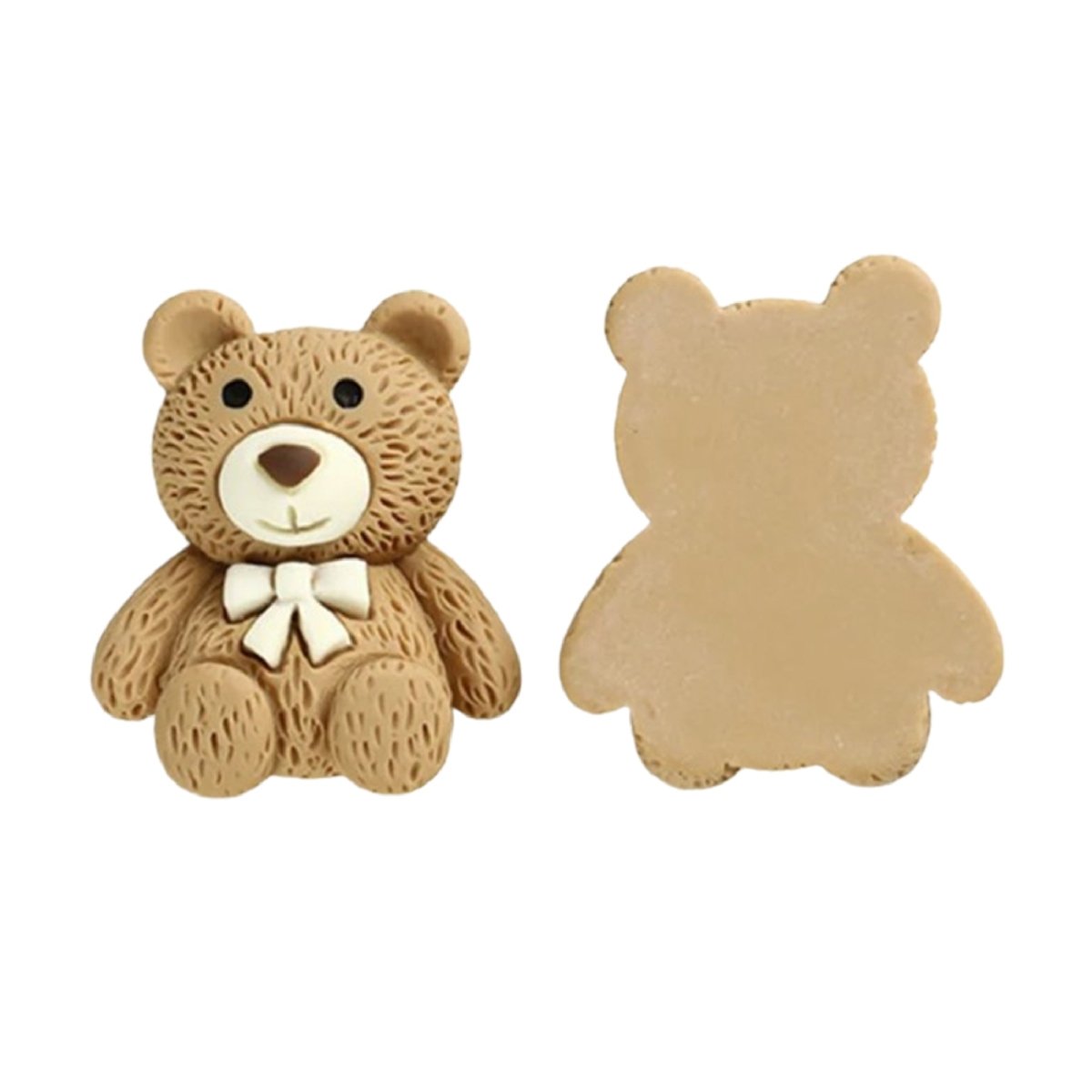 Teddy Bear Flat Back Biscuit Cabochon 2.4x3cm Resin – Brown