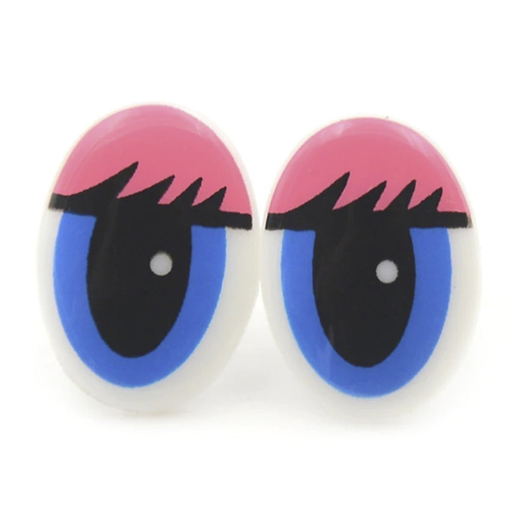 10 Safety Eyes 21-24mm Plastic Oval Doll Eyes with Screw Backing – Looking Straight 21x15.5mm