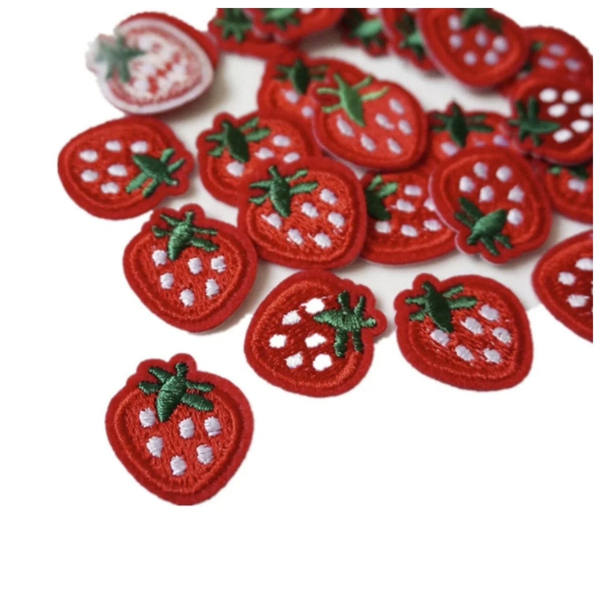 Embroidered Iron-On Strawberry Patches – 10pcs