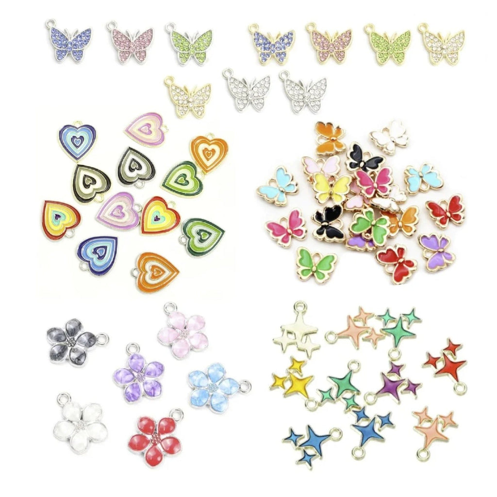 10 Enamel Rhinestone Loop Charms DIY Pendant Set