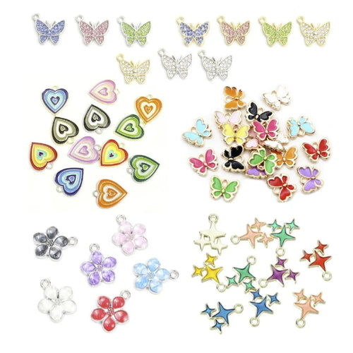 10 Enamel Rhinestone Loop Charms DIY Pendant Set