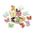 10 Enamel Rhinestone Loop Charms DIY Pendant Set – Butterflies 13x10mm