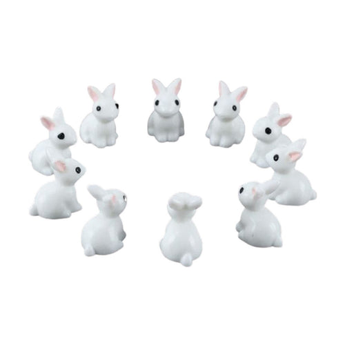 10 Miniature Rabbit Garden Figurines
