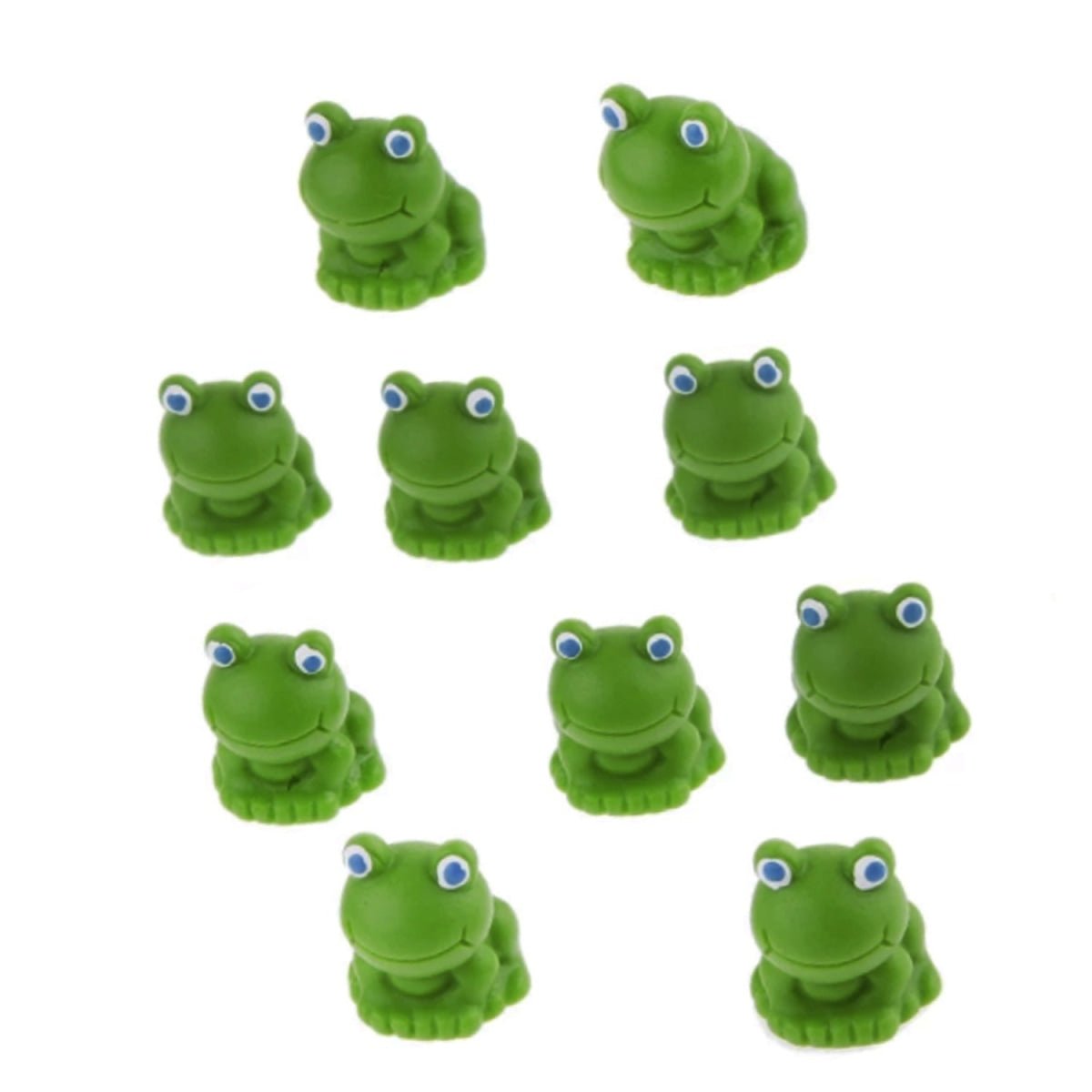 10pcs Figurine Sitting Green Frog Miniature Mini Garden Animal 18x15mm Craft - - Asia Sell