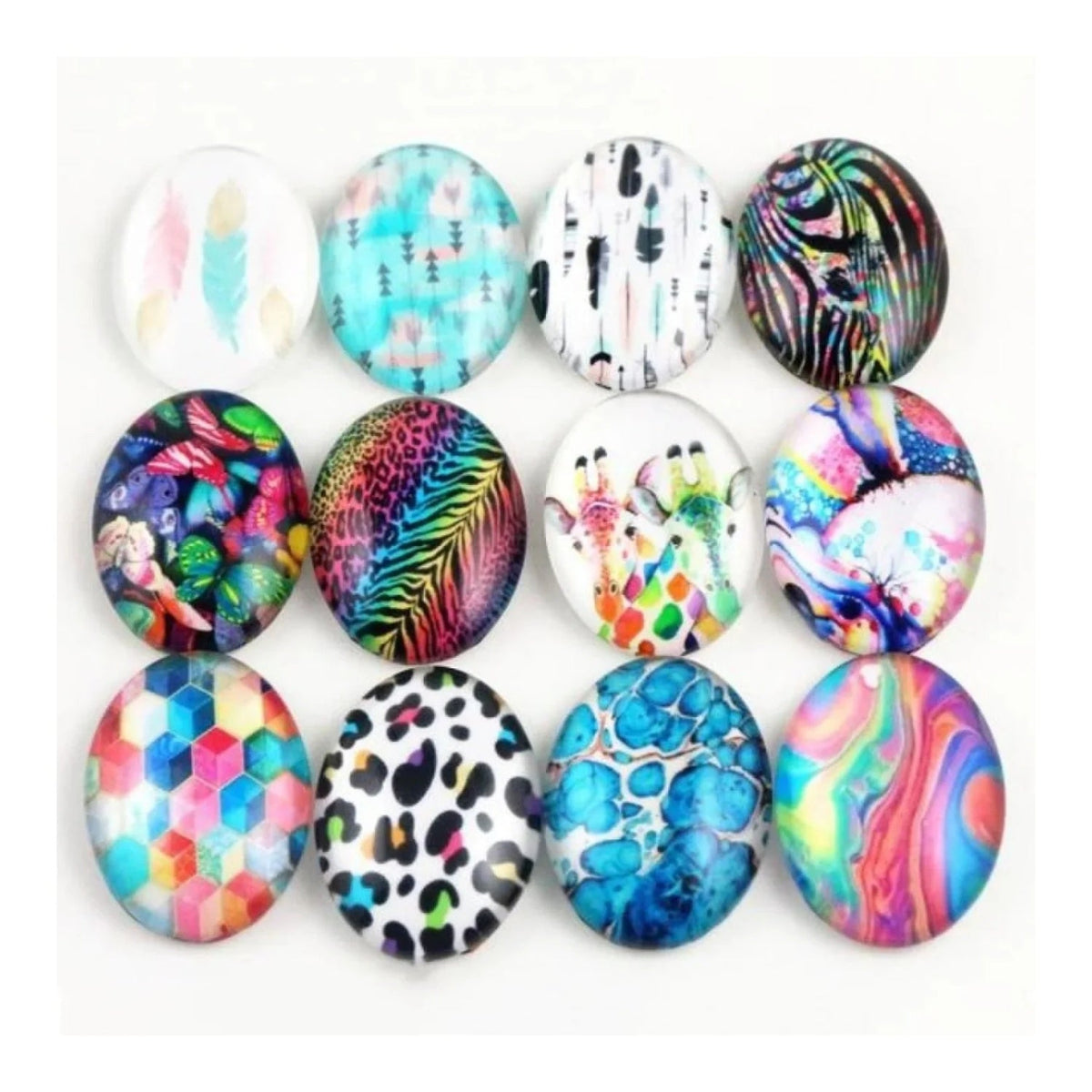 10 Glass Cabochons Oval 18x25mm Jewellery Accessories