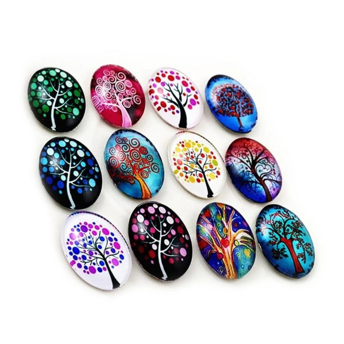 10 Glass Cabochons Oval 18x25mm Jewellery Accessories – TREES 1