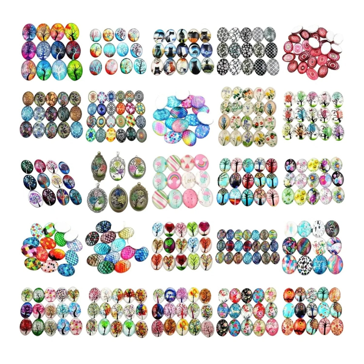 10 Glass Cabochons Oval 18x25mm Jewellery Accessories