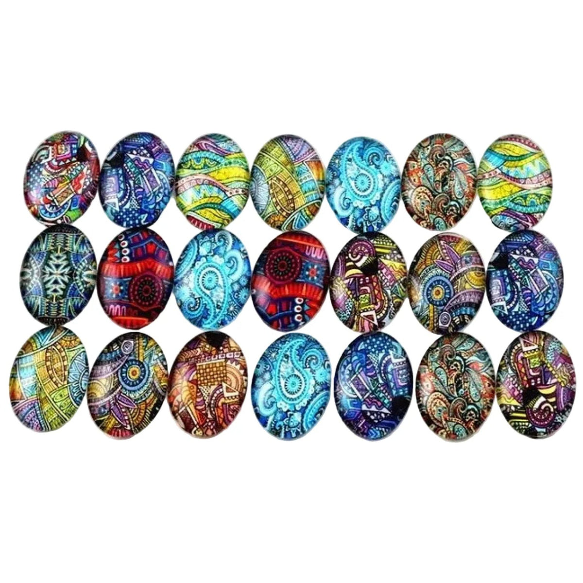 Glass Cabochons Oval 18x25mm Pattern 3 Pack of 10
