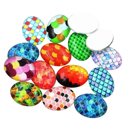 10 Glass Cabochons Oval 18x25mm