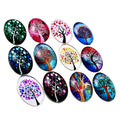 Glass Cabochons Oval 18x25mm Trees Design – Pack of 10