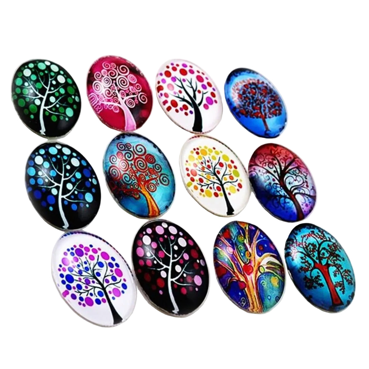 Glass Cabochons Oval 18x25mm Trees Design – Pack of 10