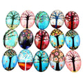 10pcs Glass Cabochons Oval Shape 18x25mm Trees Design 4