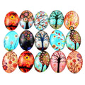 10pcs Glass Cabochons Oval 18x25mm Tree Design 7
