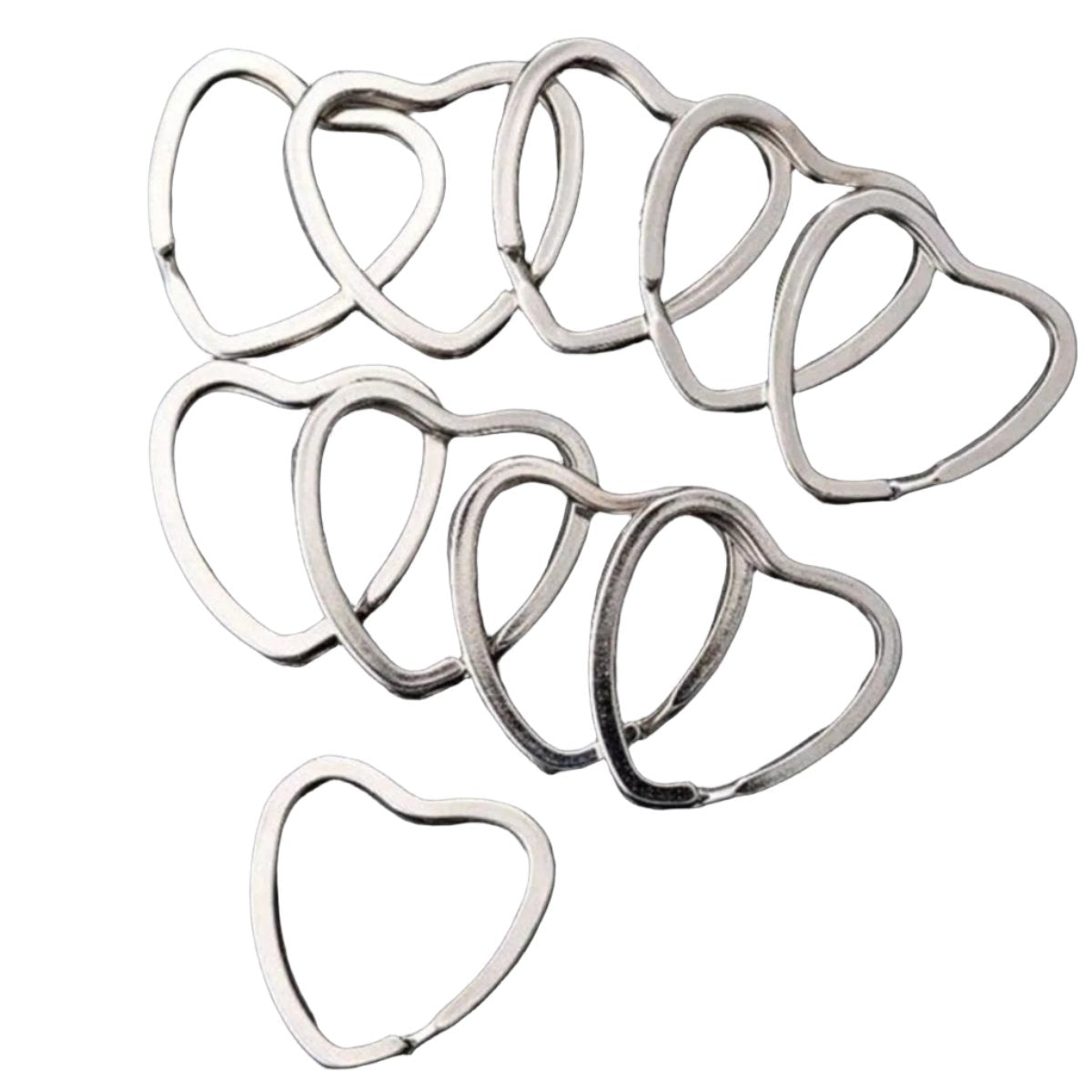 Heart Shape Key Ring Silver Split Ring Chain 30mm Pack of 10