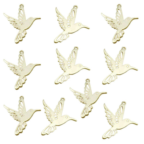 10 Hummingbird Charms 25x28mm Gold for DIY Jewellery