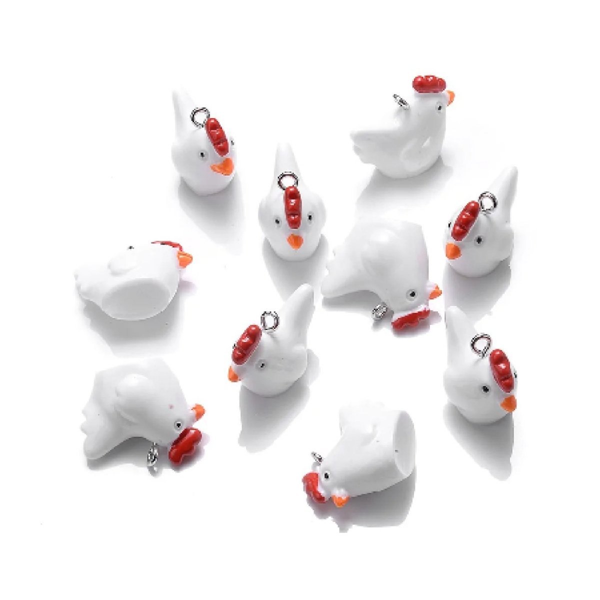 Miniature Garden Animal Charms with Loop Pendant – 10pcs – Chickens