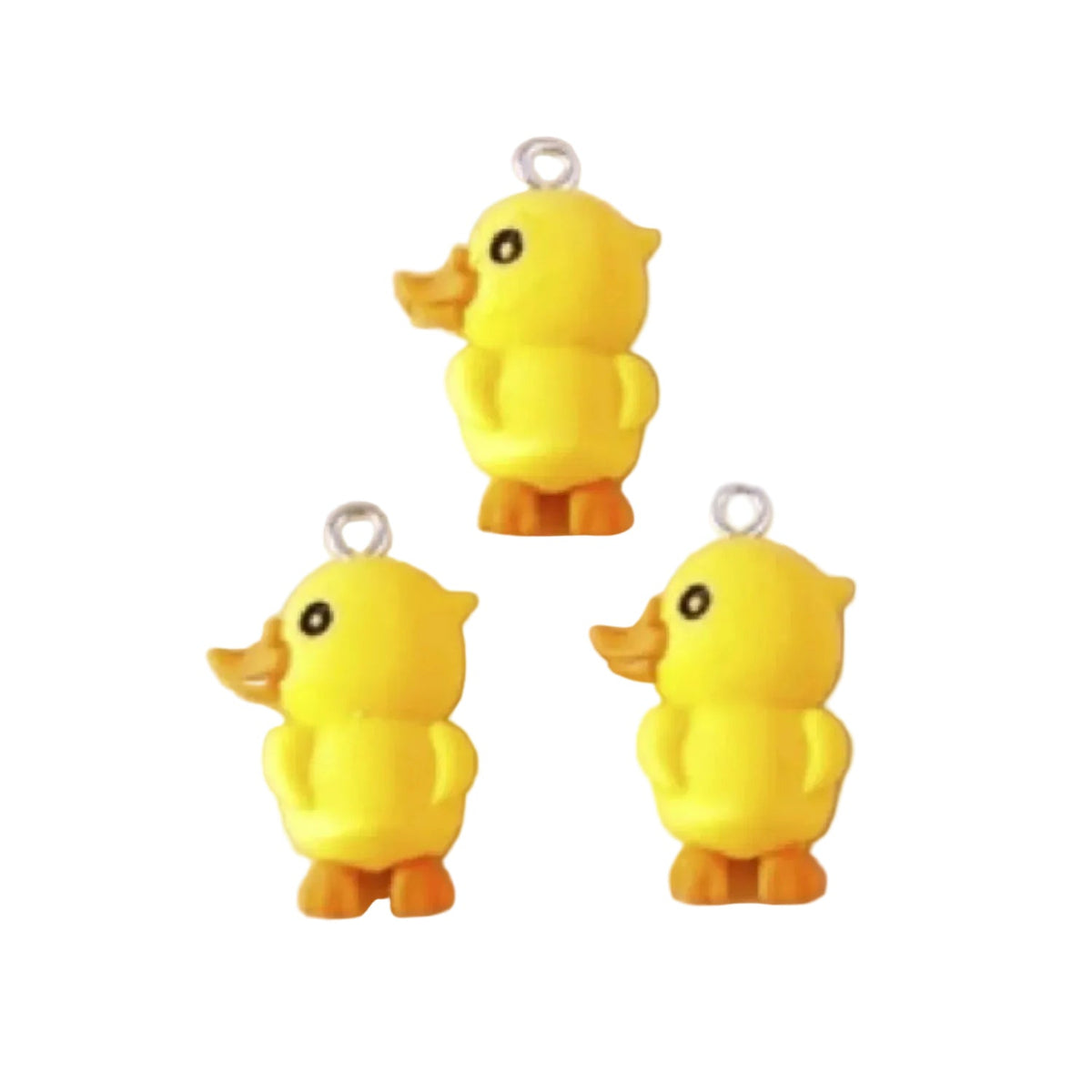 Miniature Garden Animal Charms with Loop Pendant – 10pcs – Flatback Yellow Ducks