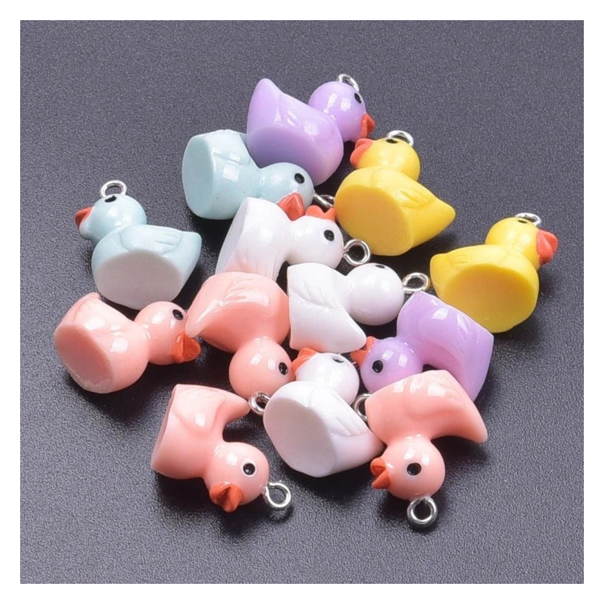 Miniature Garden Animal Charms with Loop Pendant – 10pcs – Mixed Ducks