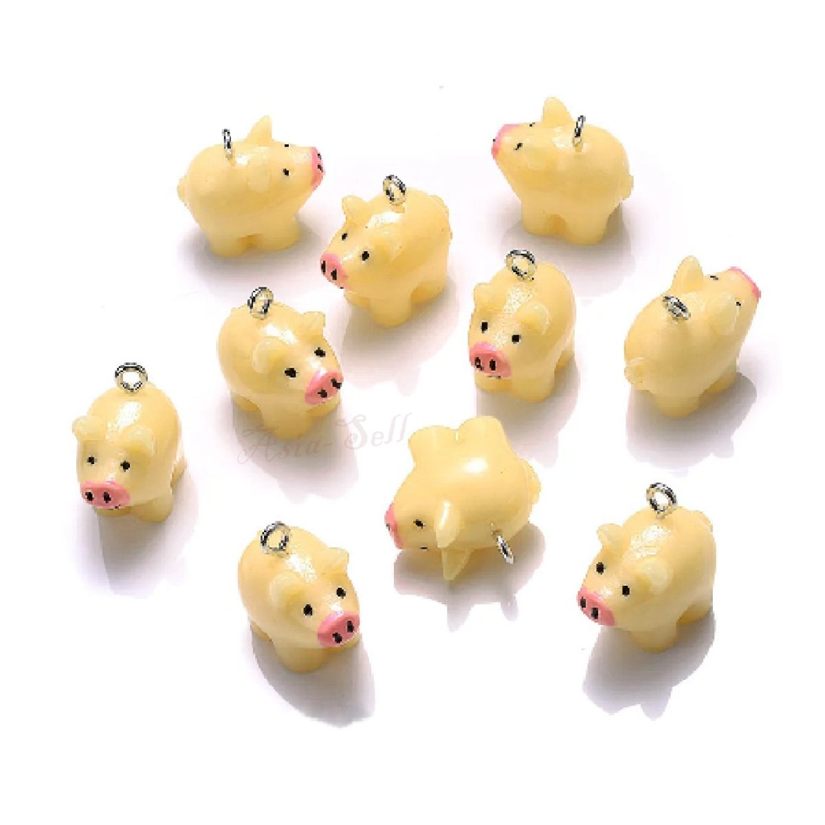 Miniature Garden Animal Charms with Loop Pendant – 10pcs – Pigs