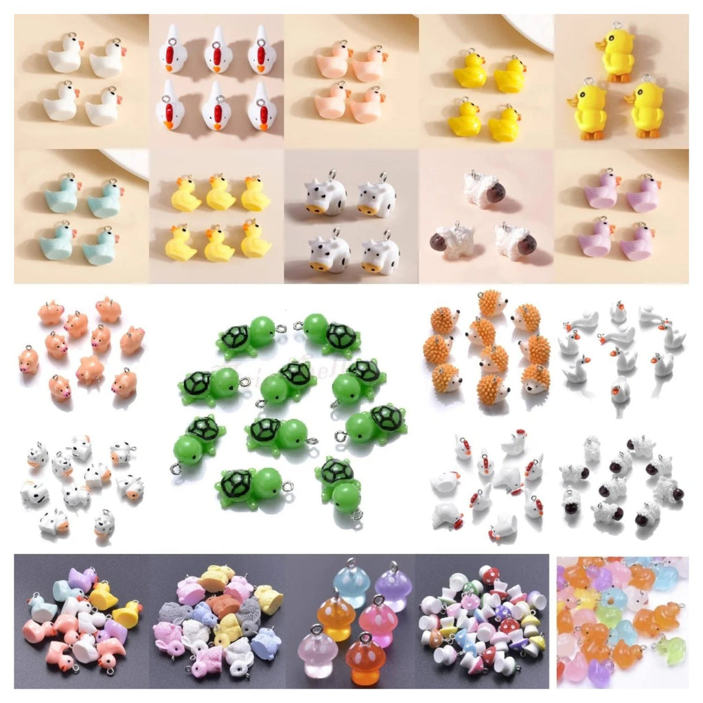 Miniature Garden Animal Charms with Loop Pendant – 10pcs