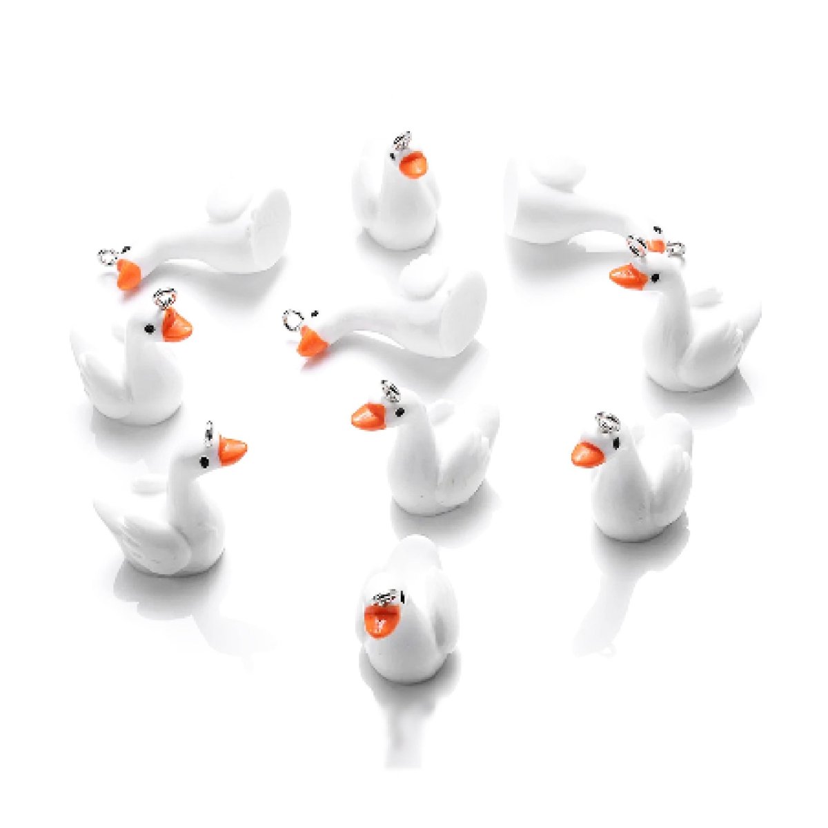 Miniature Garden Animal Charms with Loop Pendant – 10pcs – Swans