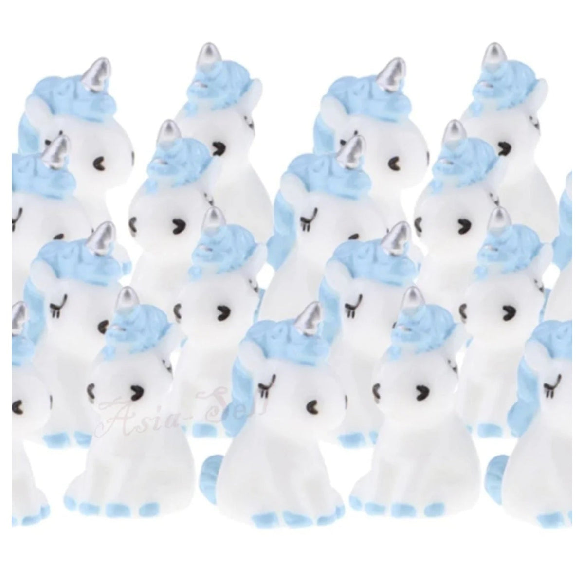 Miniature Garden Animal Figurine Craft Set – 10 Pieces – Blue Unicorns 24x21mm