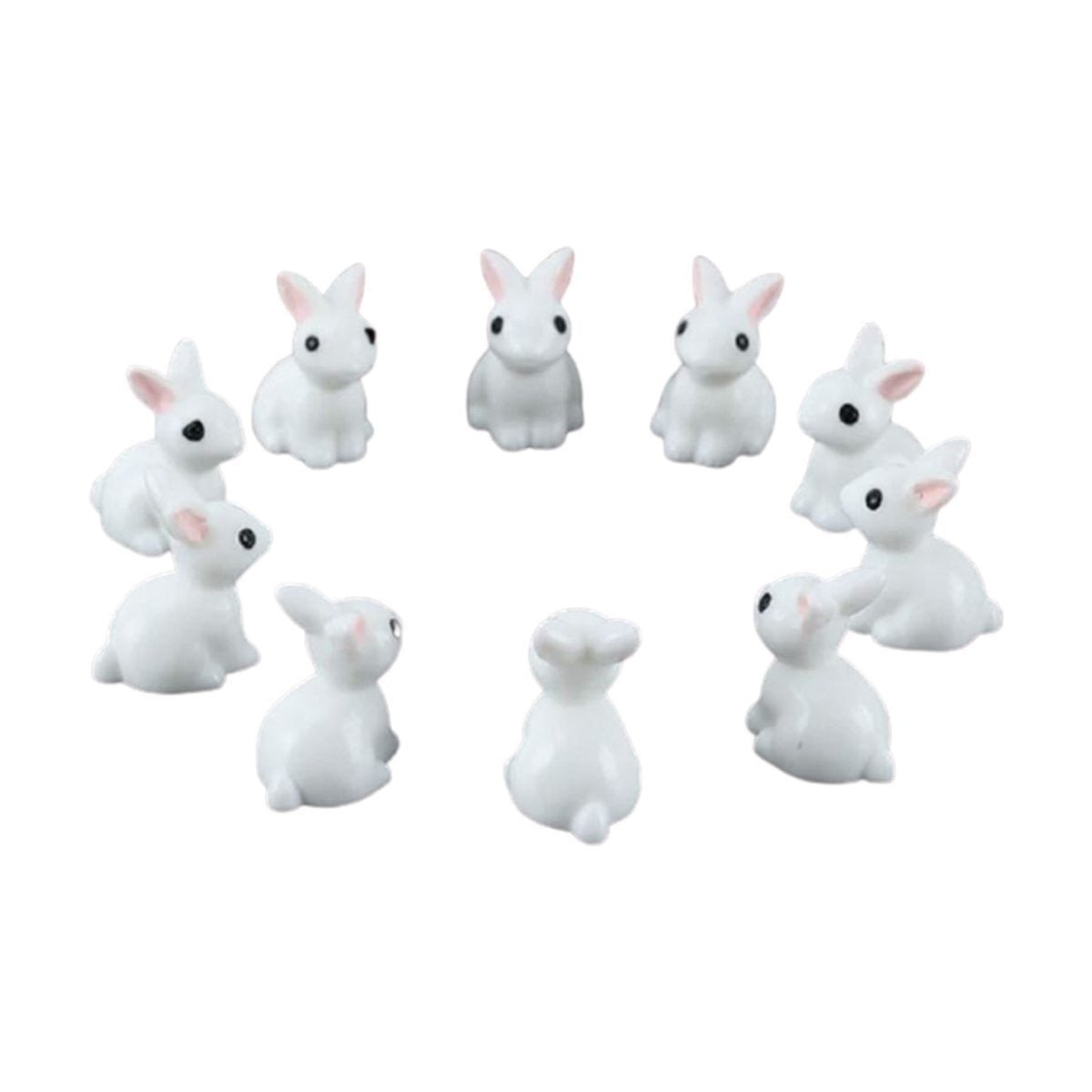 Miniature Garden Animal Figurine Craft Set – 10 Pieces – Rabbits