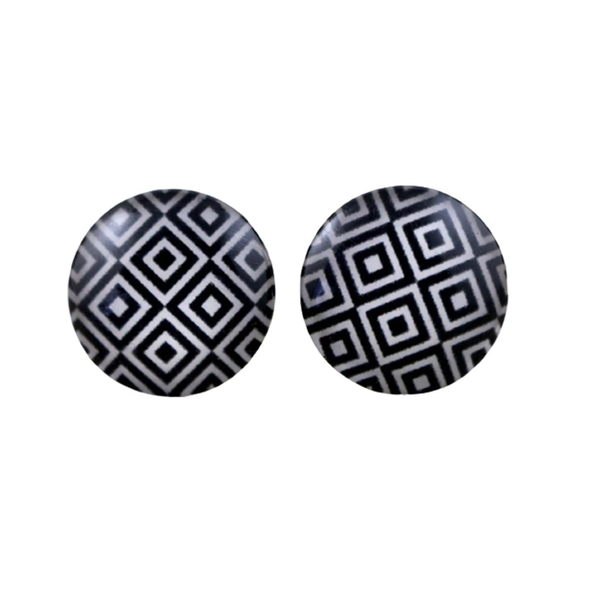 10 Photo Glass Cabochons 12mm Black White Squares