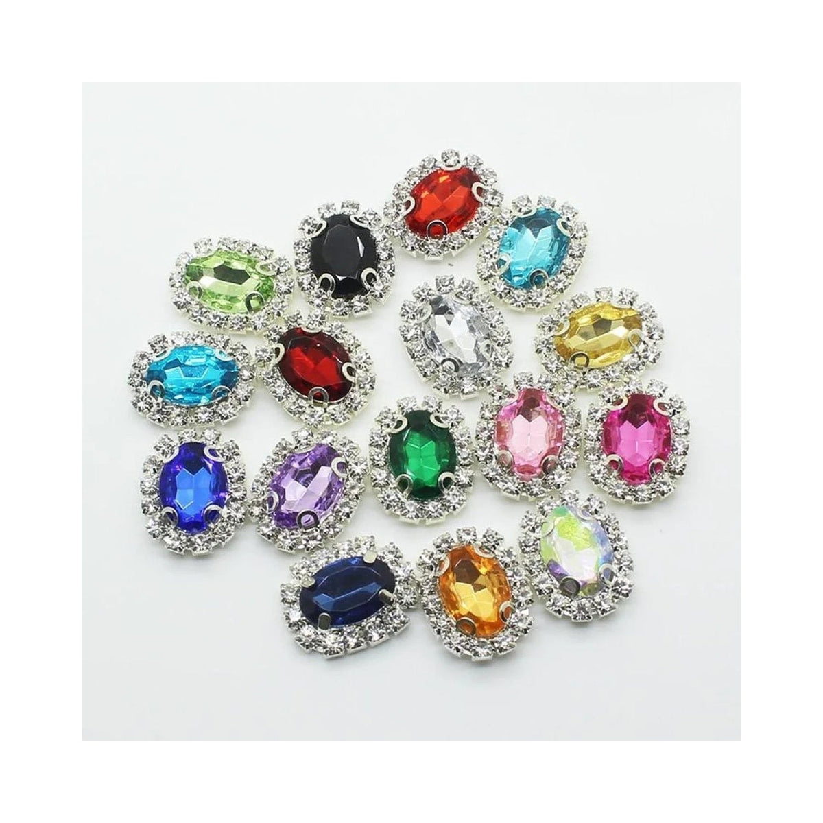 10 Rhinestone Cabochon Clothing Buttons 15x20mm Mixed Colours