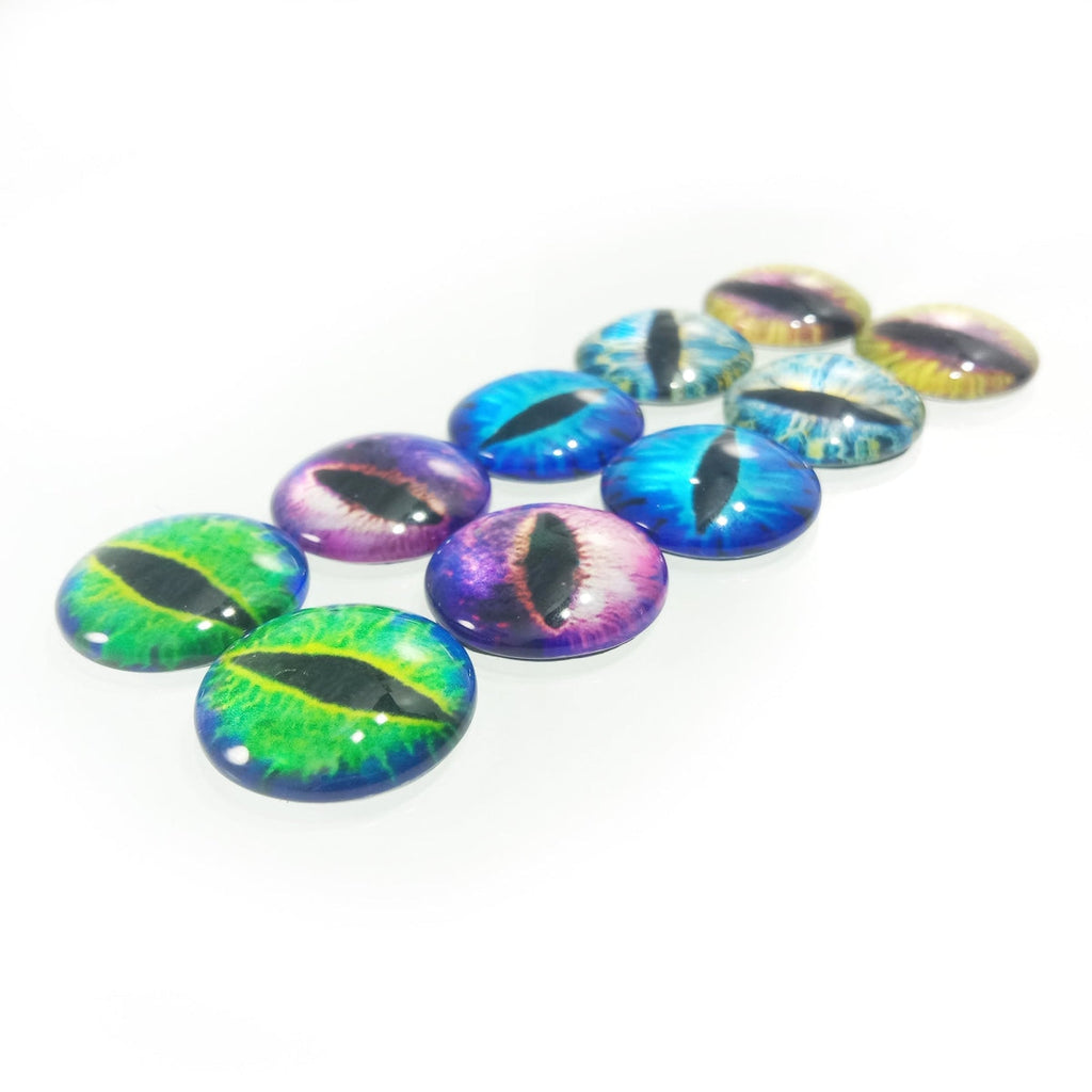 10pcs 15mm & 18mm Glass Eyes Cabochon Flat Dome Animal
