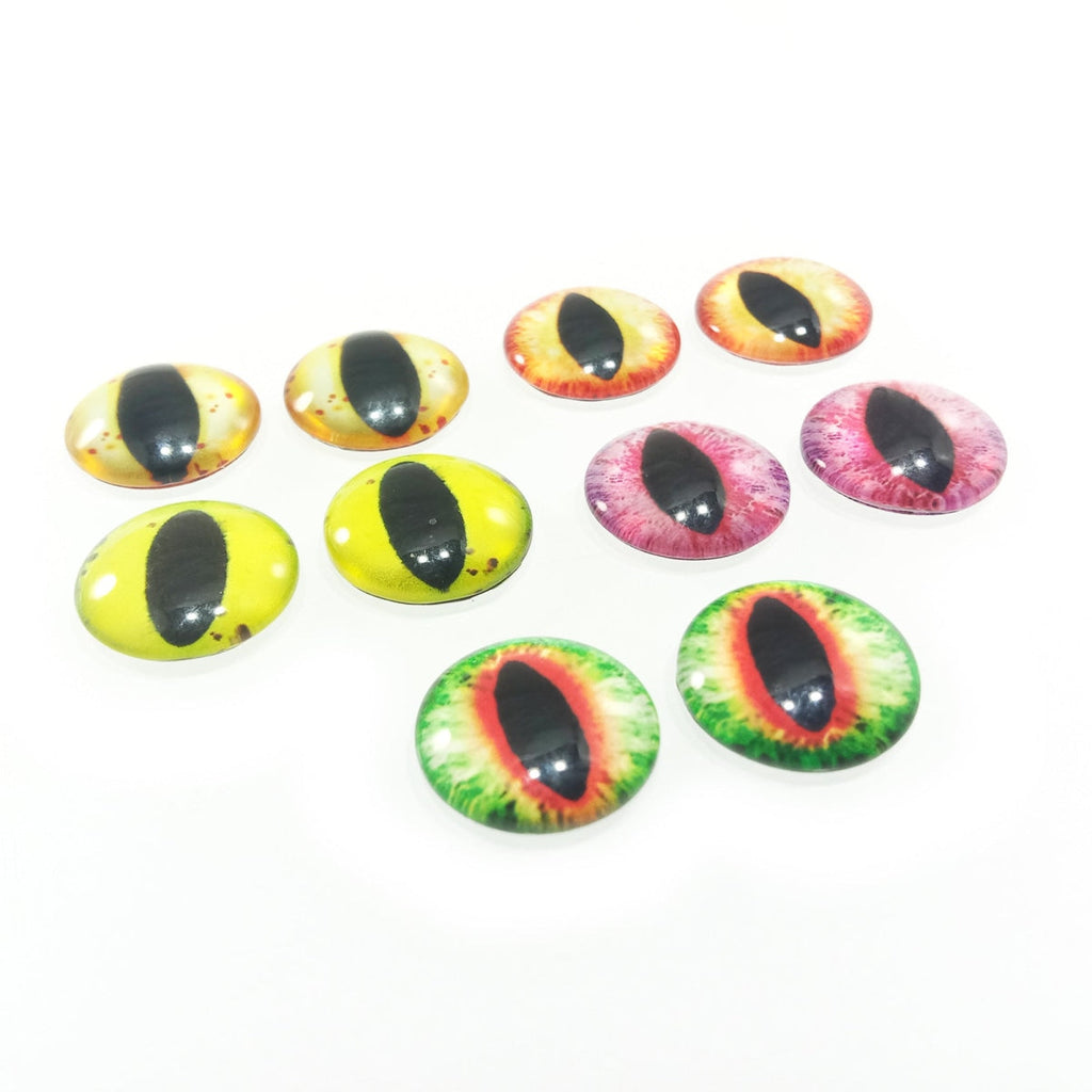 10pcs 15mm & 18mm Glass Eyes Cabochon Flat Dome Animal