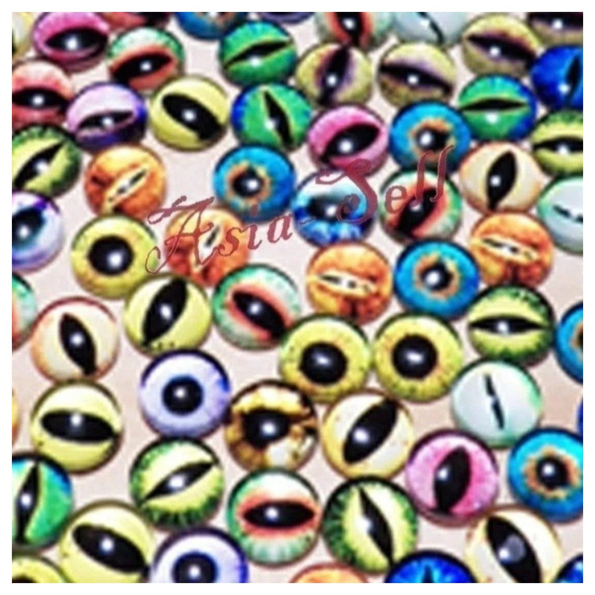 10 Round 18mm Glass Eyes Dragon Lizard Frog Eyeballs