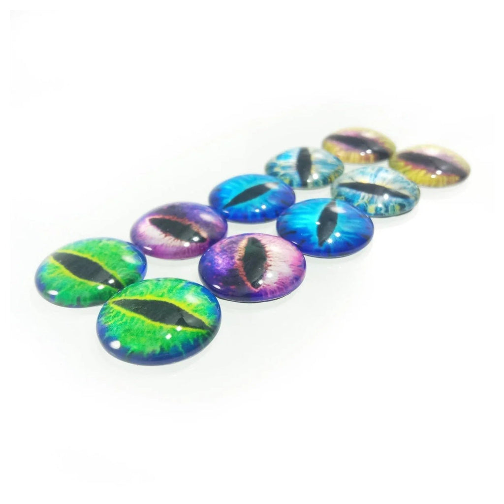 10 Round 18mm Glass Eyes Dragon Lizard Frog Eyeballs – Mixed Set 1