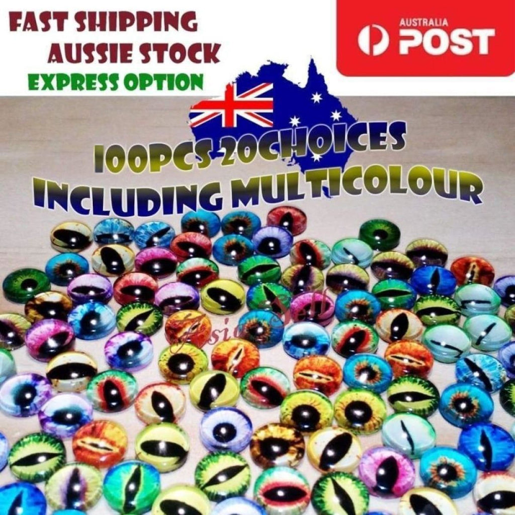 10 Round 18mm Glass Eyes Dragon Lizard Frog Eyeballs