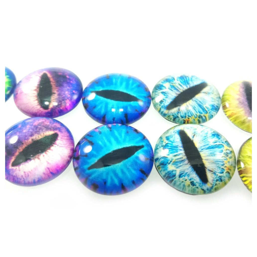 10 Round 18mm Glass Eyes Dragon Lizard Frog Eyeballs