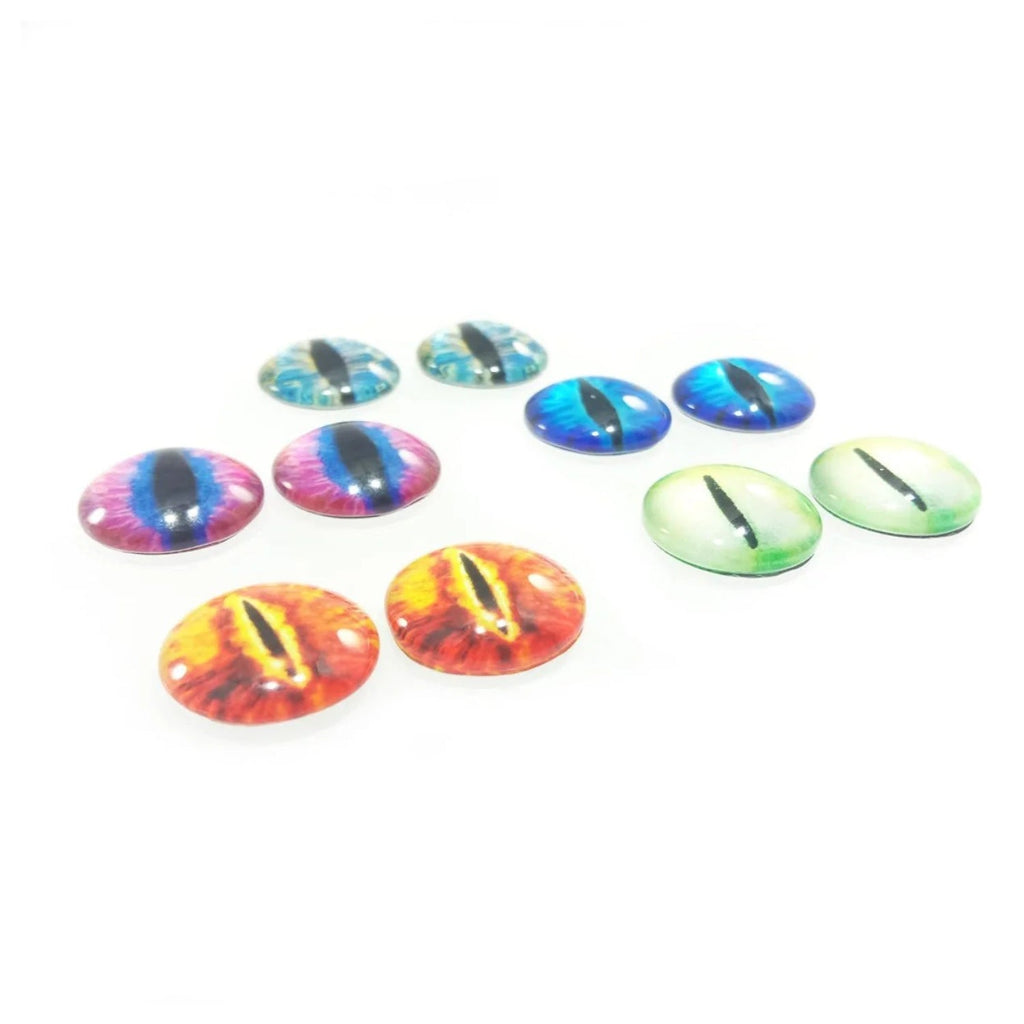 10 Round 18mm Glass Eyes Dragon Lizard Frog Eyeballs