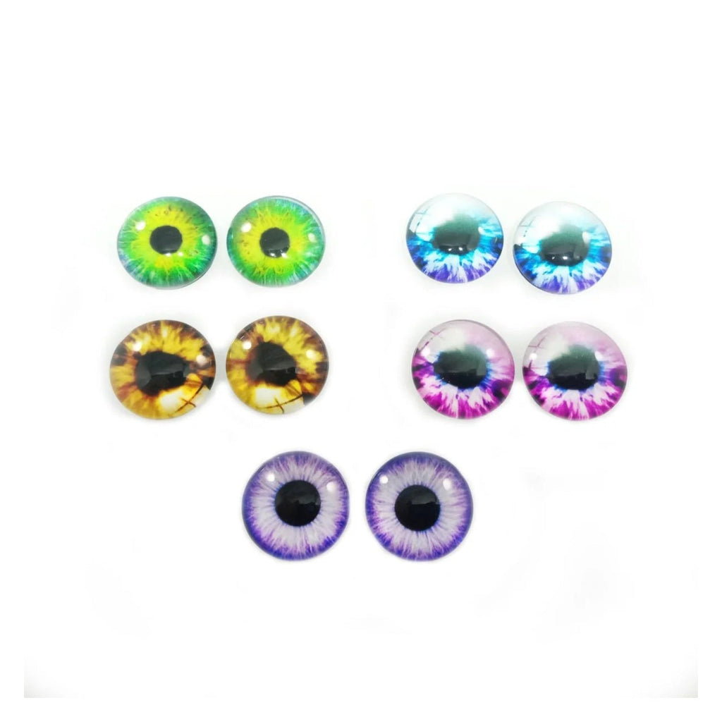 10 Round 20mm Glass Eyes – Dragon, Lizard, Frog
