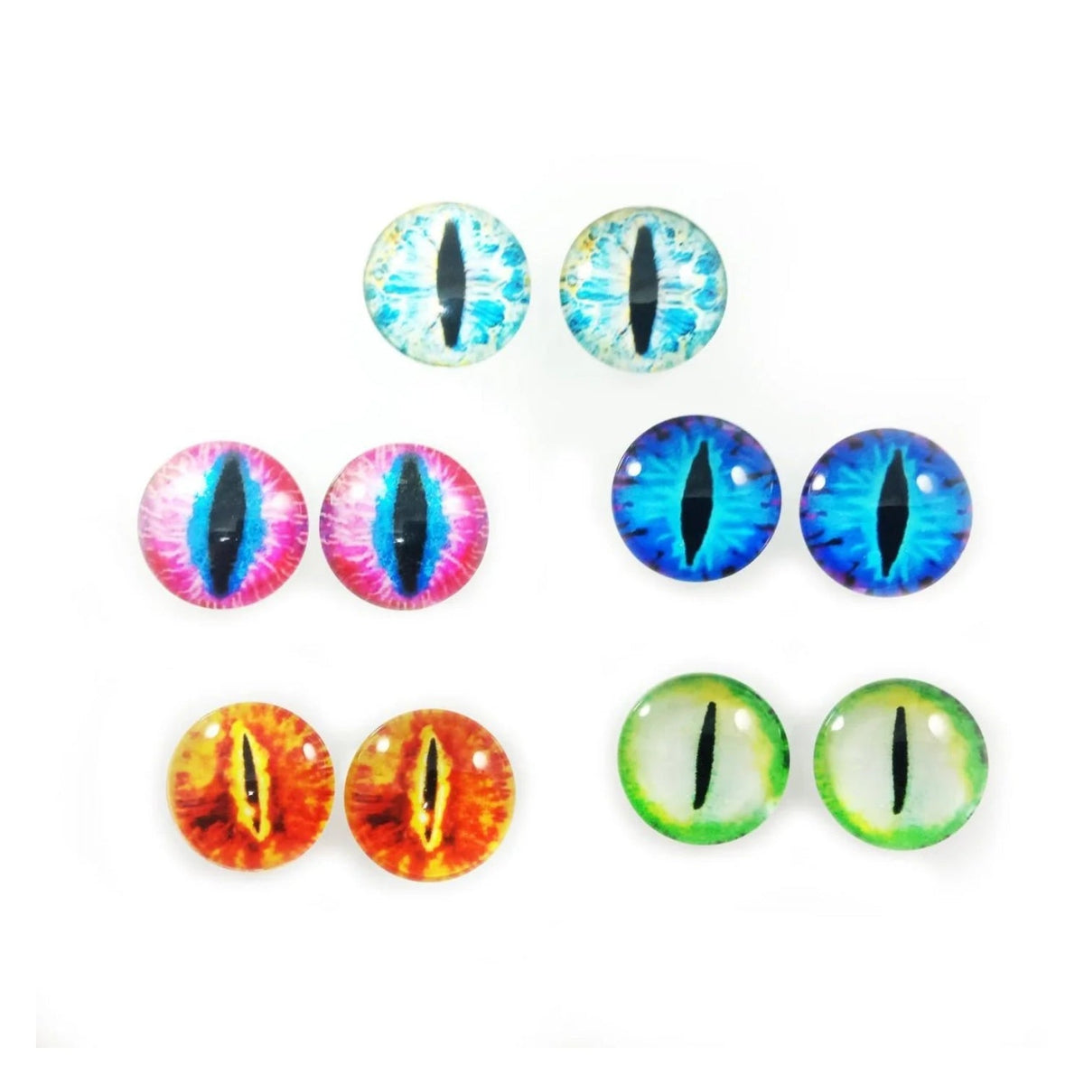 10 Round 20mm Glass Eyes – Dragon, Lizard, Frog