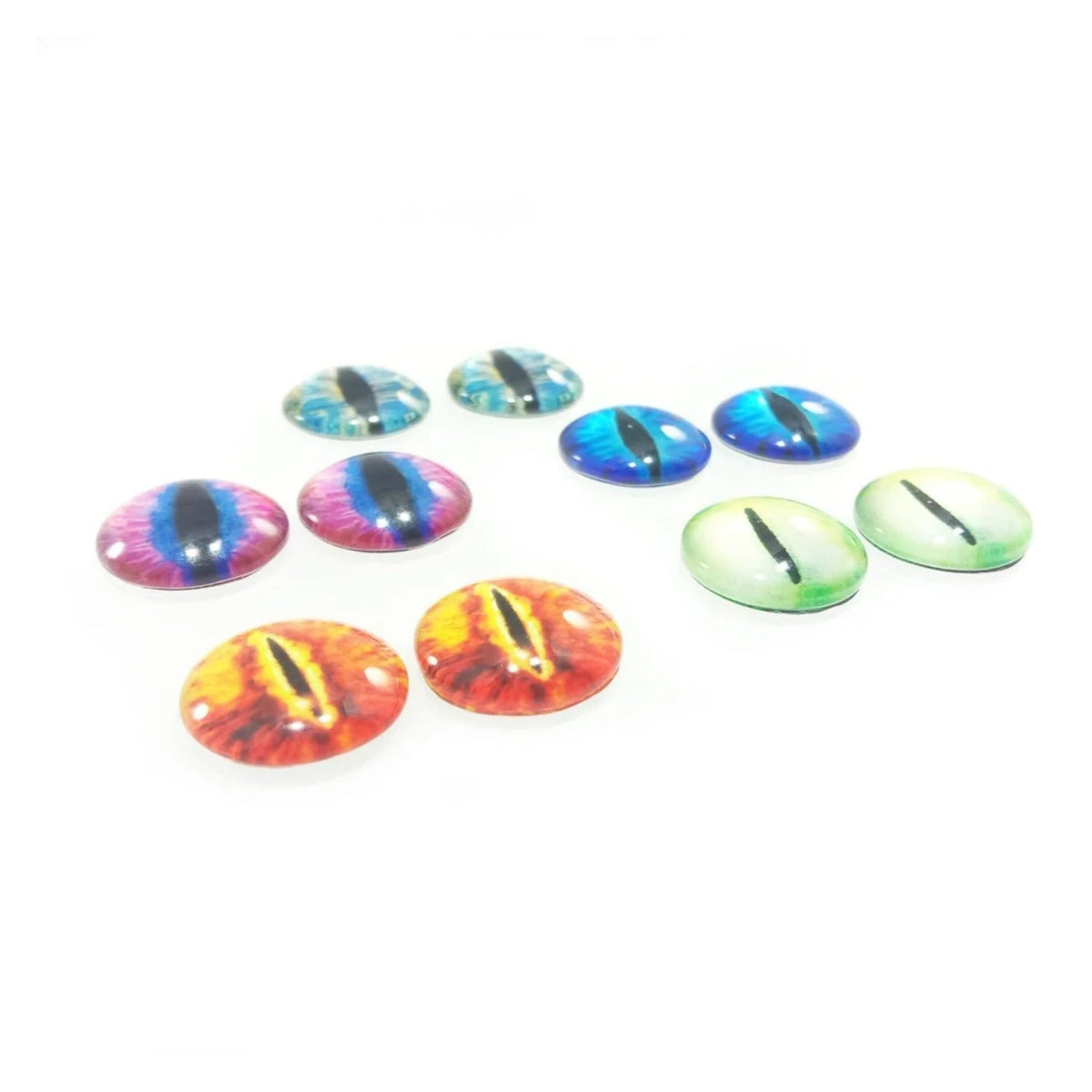 10 Round 20mm Glass Eyes – Dragon, Lizard, Frog