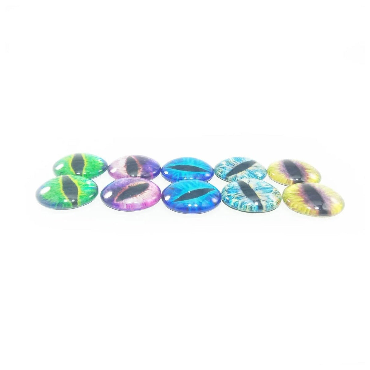 10 Round 20mm Glass Eyes – Dragon, Lizard, Frog