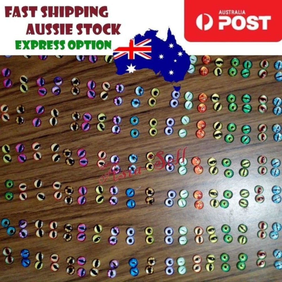 10 Round 20mm Glass Eyes – Dragon, Lizard, Frog