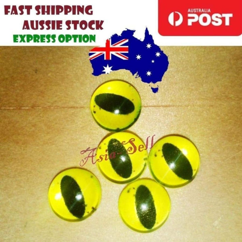 10 Round 20mm Glass Eyes – Dragon, Lizard, Frog