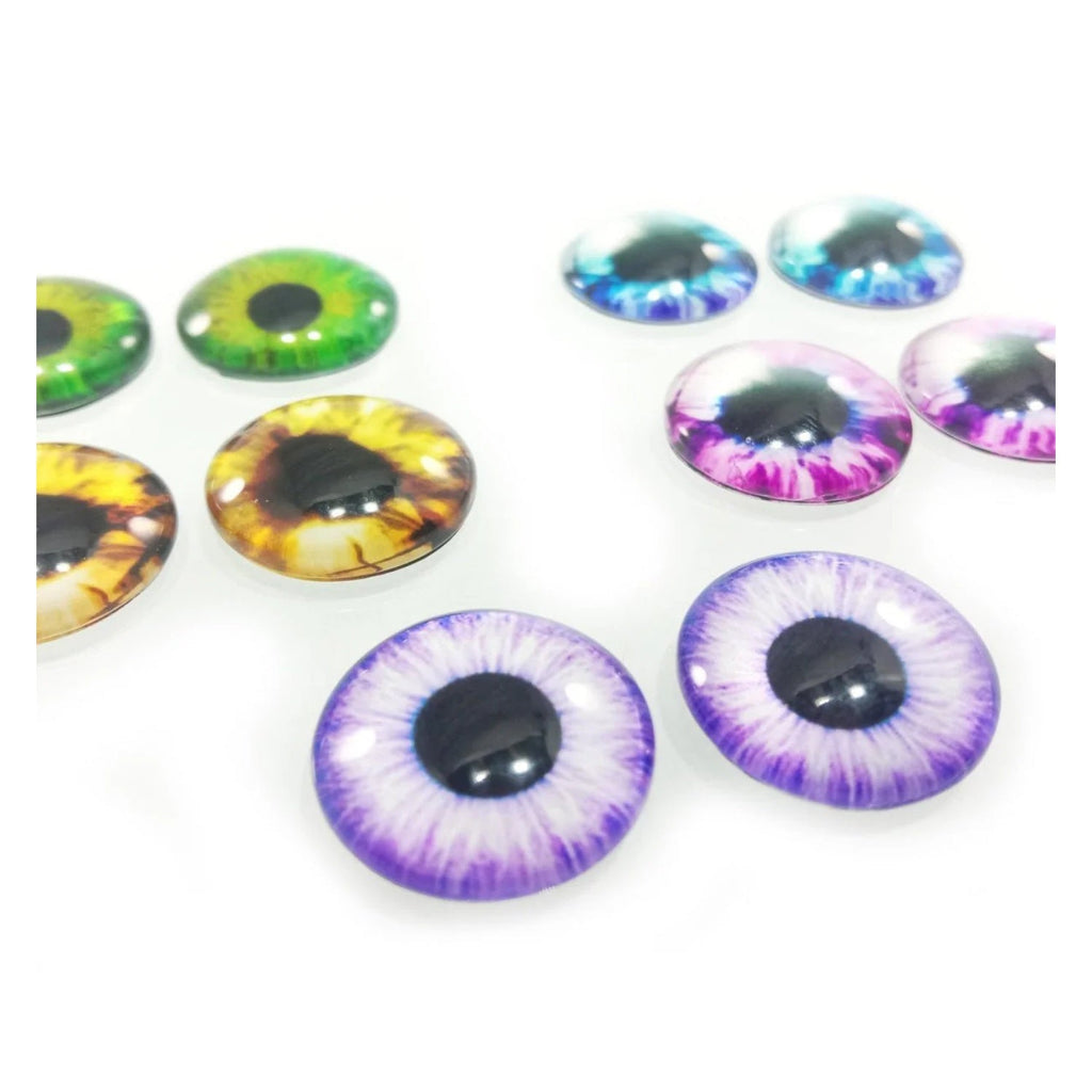 10 Round 20mm Glass Eyes – Dragon, Lizard, Frog