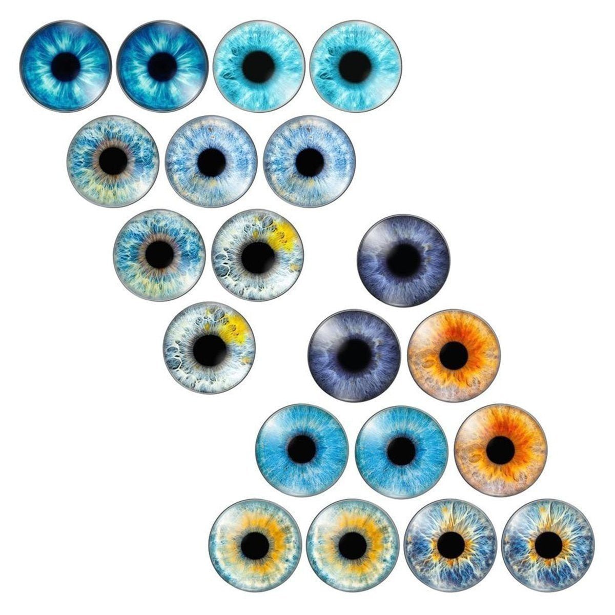 10pcs Round Pupil Glass Eyes 8-25mm Mixed Sizes