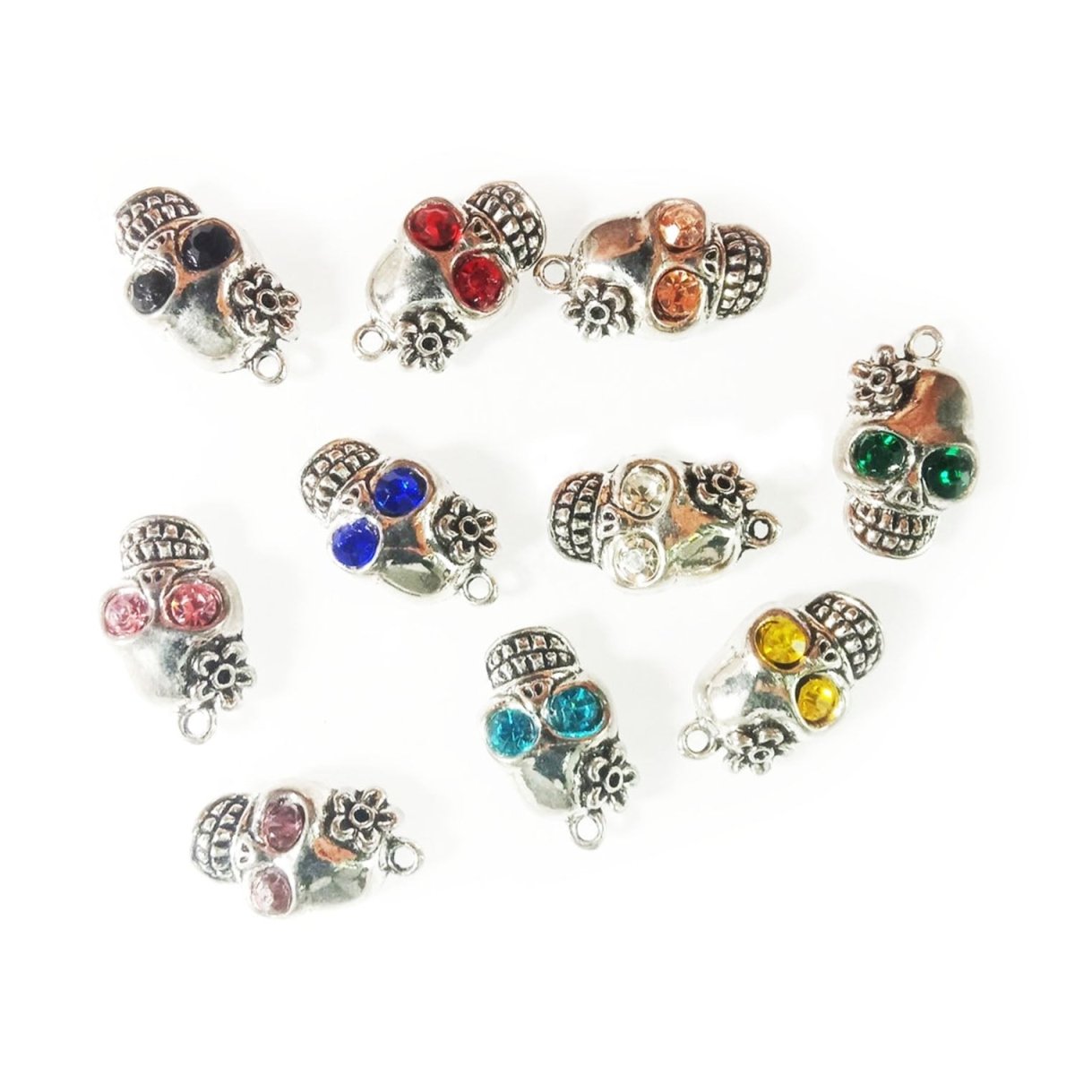 Skull Charms Retro Mixed Crystal Pendants 13x22mm – 10pcs