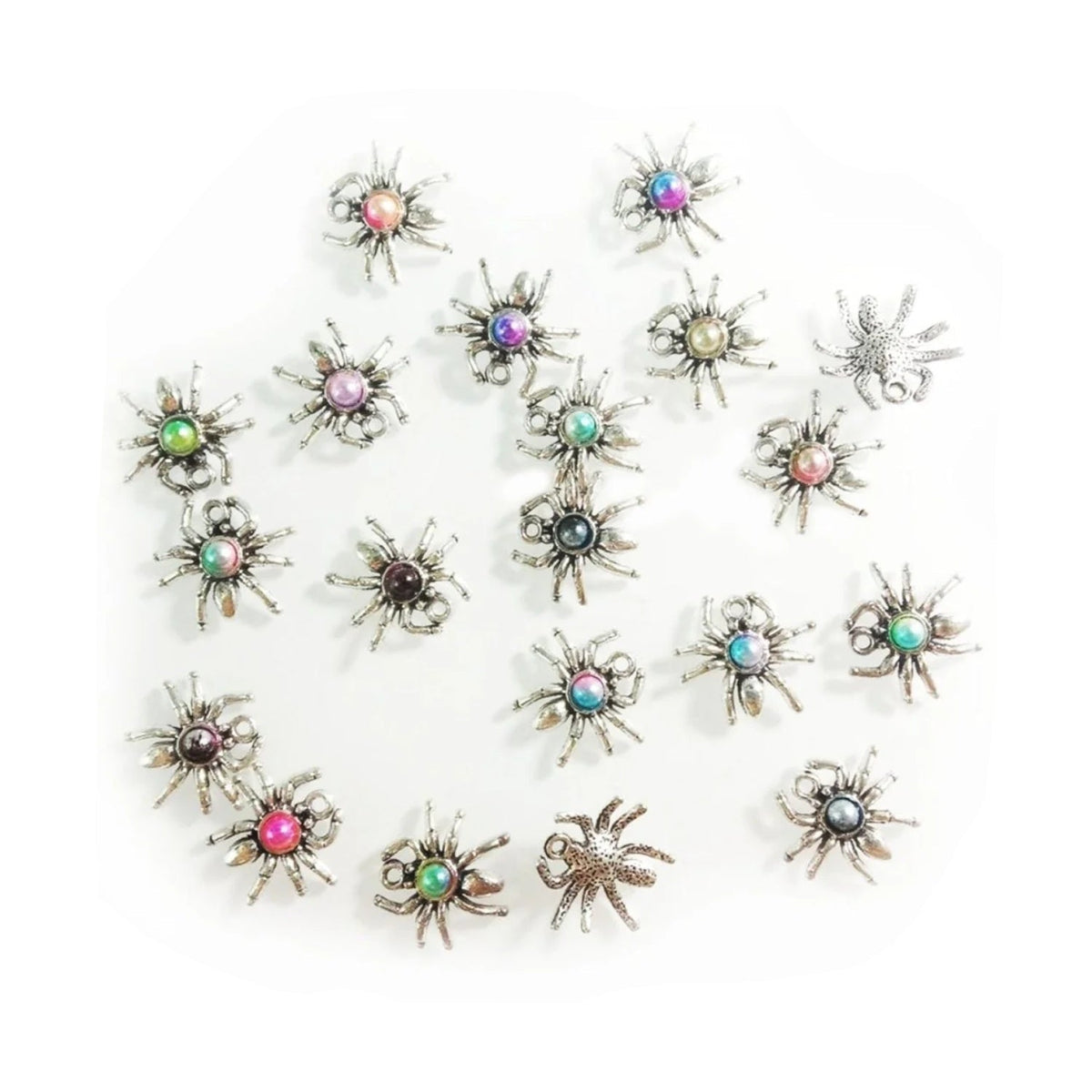 10pcs Skulls & Spiders Charms Retro Crystal Tibetan Silver – 17x19mm Spiders