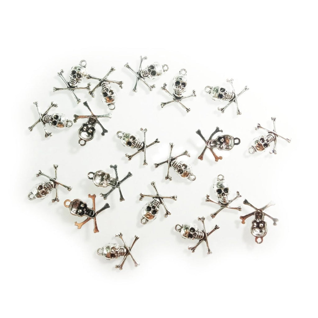 10pcs Skulls & Spiders Charms Retro Crystal Tibetan Silver – 21x24mm Skull and Crossbones